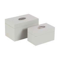 Decmode Set of 2 glam 5 and 7 inch agate and MDF wood rectangular boxes, Gray   566922029